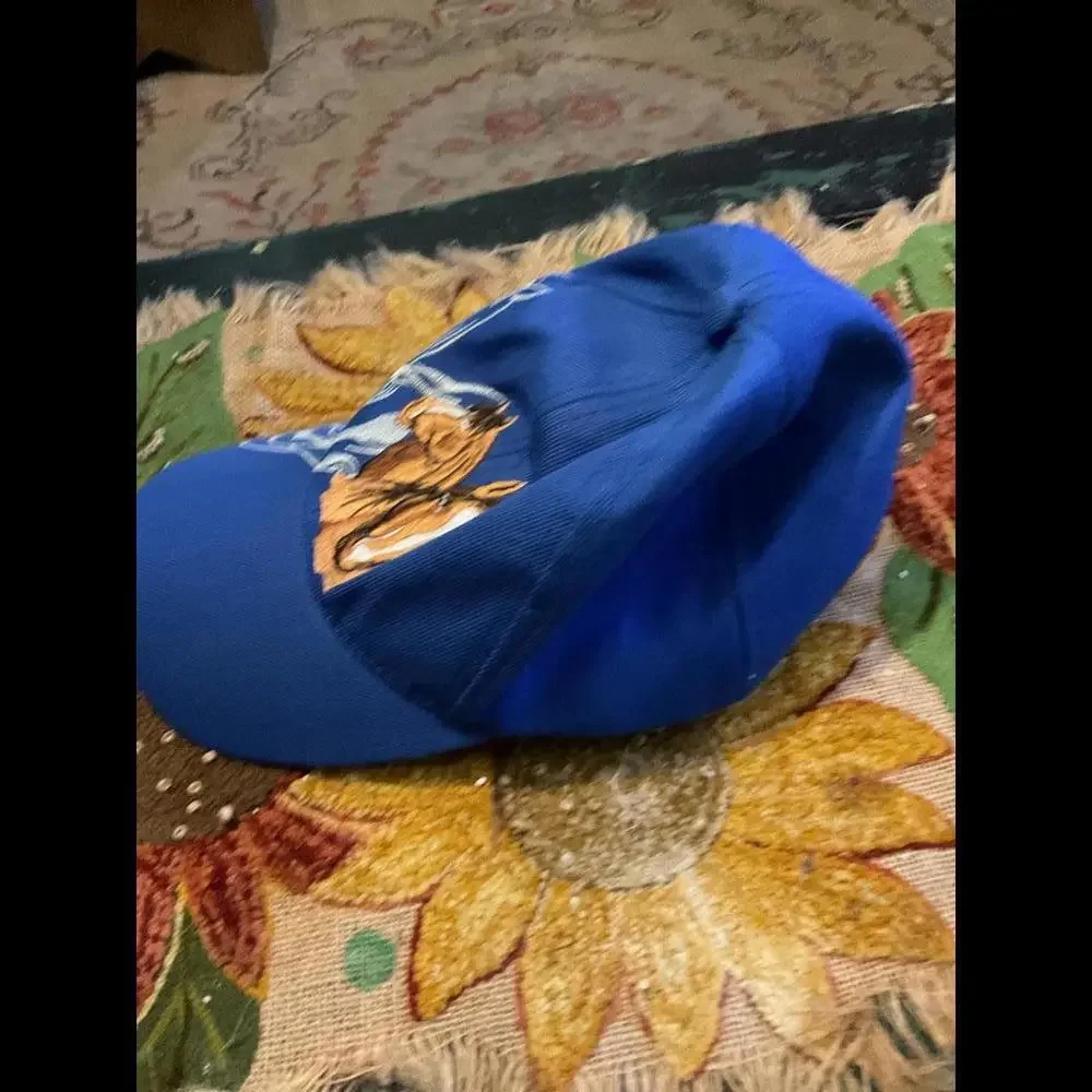 Embroidered Blue Horse Cap One Size fits Most Cotton Blend